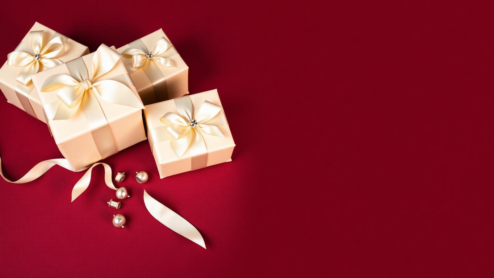 Cream gift boxes with silver keepsakes